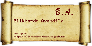 Blikhardt Avenár névjegykártya